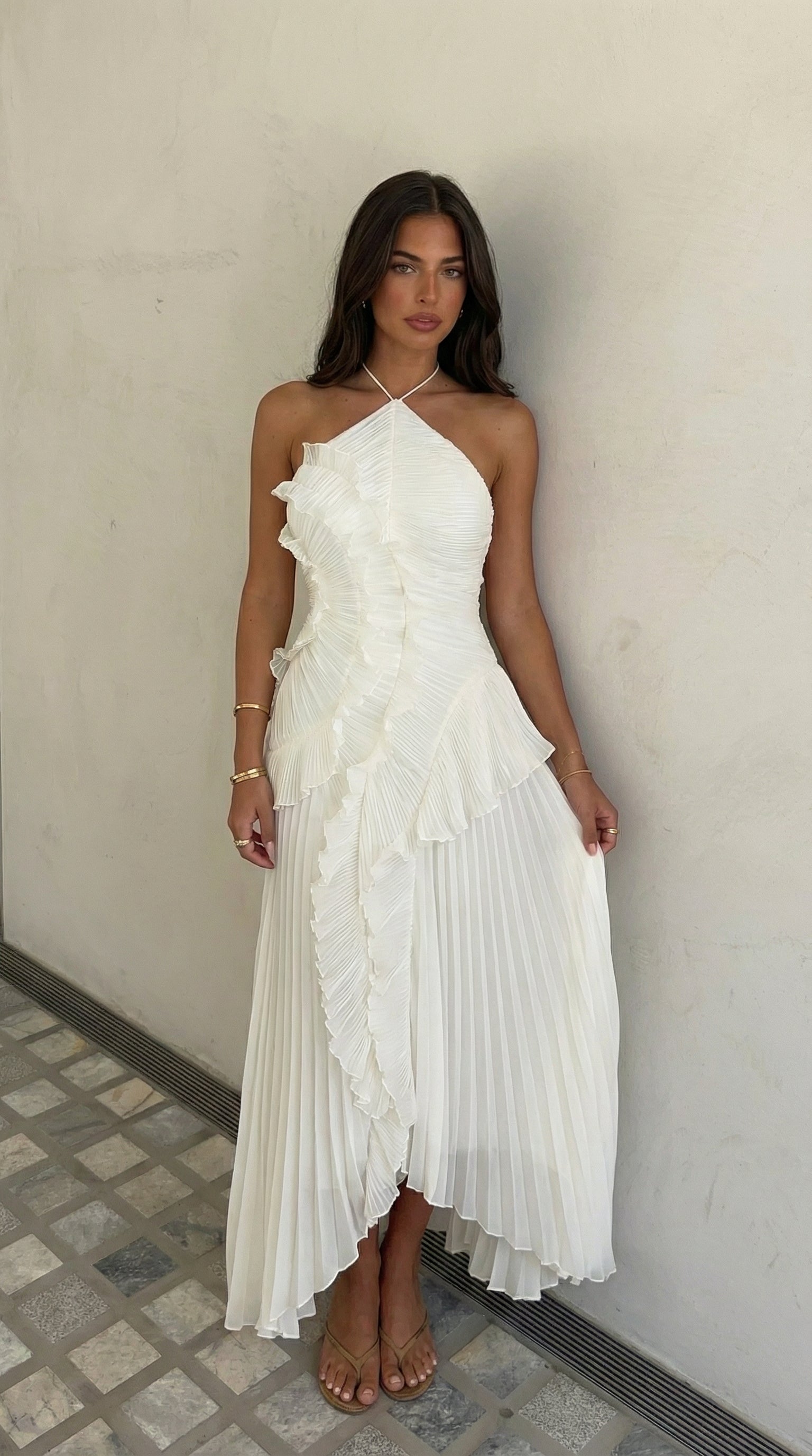 Tamsin | Ruffle Spaghetti Straps Occasion Maxi Dress