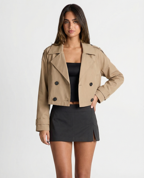 Clemence | Women Short Trench Coat Cropped Double Breasted