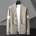 Katarina | Chunky Cable Knit Lightweight Cream Cardigan Sweater — Khaki