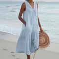 Celeste | Women's Linen House Dress Shirt In Relaxed Midi Fit