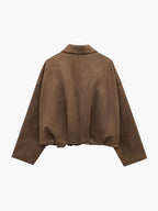Fleur | Faux Suede Faux Fur Bomber Jacket Leather Trim