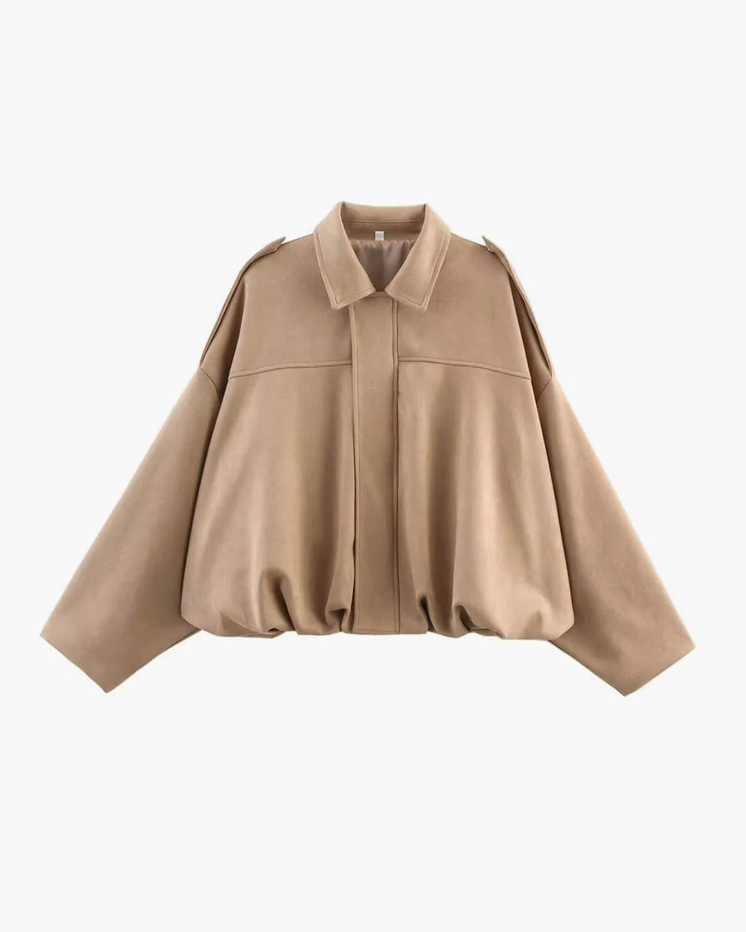 Fleur | Faux Suede Faux Fur Bomber Jacket Leather Trim — Khaki