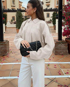 Fleur | Faux Suede Faux Fur Bomber Jacket Leather Trim