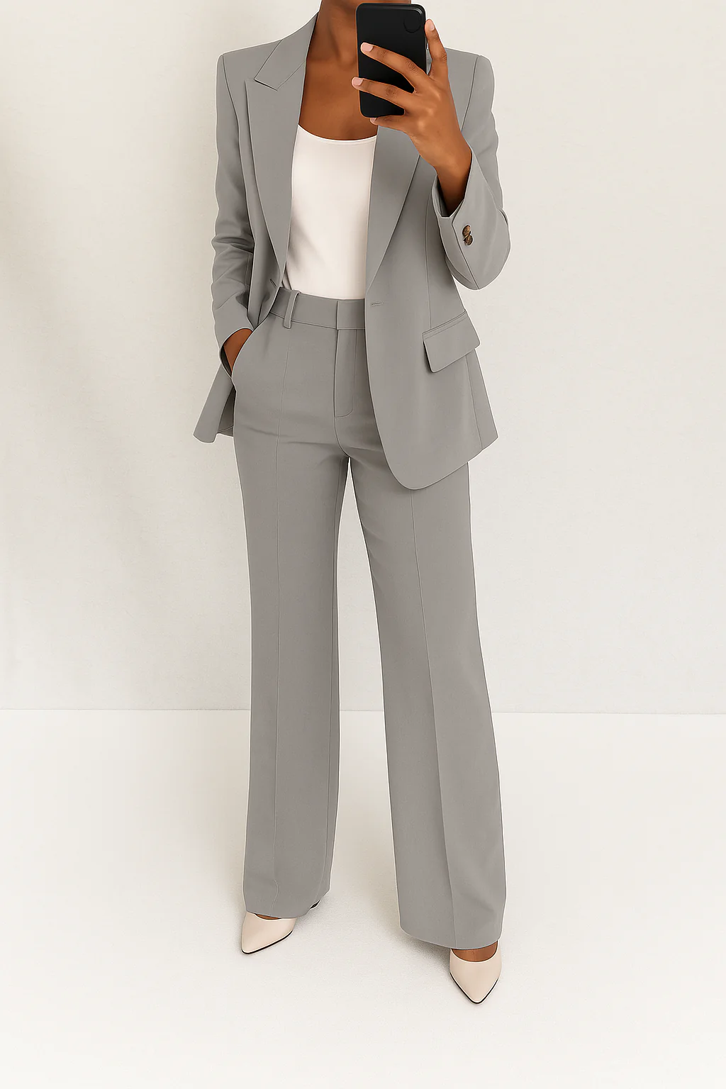 Sabine | Black Velvet Leather Trim Winter Blazer