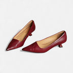 Ninon | Silver Low Heel Pumps – Pointed Toe Kitten Heels