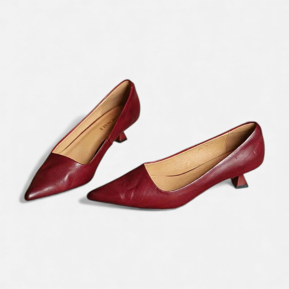 Ninon | Silver Low Heel Pumps – Pointed Toe Kitten Heels
