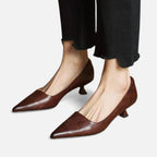 Ninon | Silver Low Heel Pumps – Pointed Toe Kitten Heels