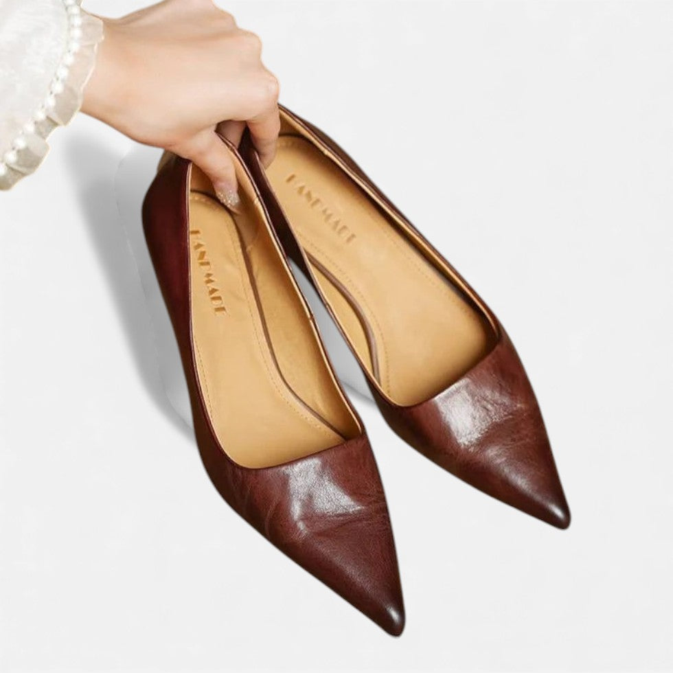 Ninon | Silver Low Heel Pumps – Pointed Toe Kitten Heels