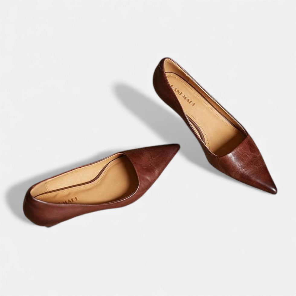 Ninon | Silver Low Heel Pumps – Pointed Toe Kitten Heels