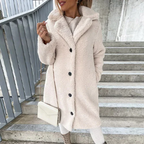 Felicity | Long Teddy Bear Coat in Black Pink for Women