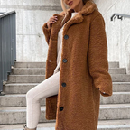 Felicity | Long Teddy Bear Coat in Black Pink for Women