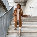 Felicity | Long Teddy Bear Coat in Black Pink for Women
