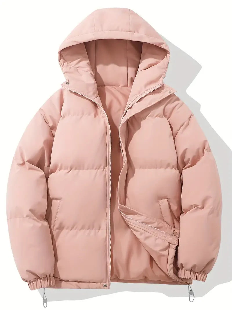 Fleur | Oversized Quilted Puffer Jacket Coat Hood Plus Size — Pink