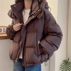 Henriette | Black Hooded Puffer Jacket Coat with Fur Hood