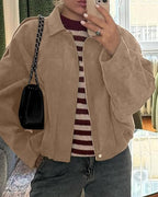 Fleur | Faux Suede Faux Fur Bomber Jacket Leather Trim