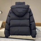 Henriette | Black Hooded Puffer Jacket Coat with Fur Hood