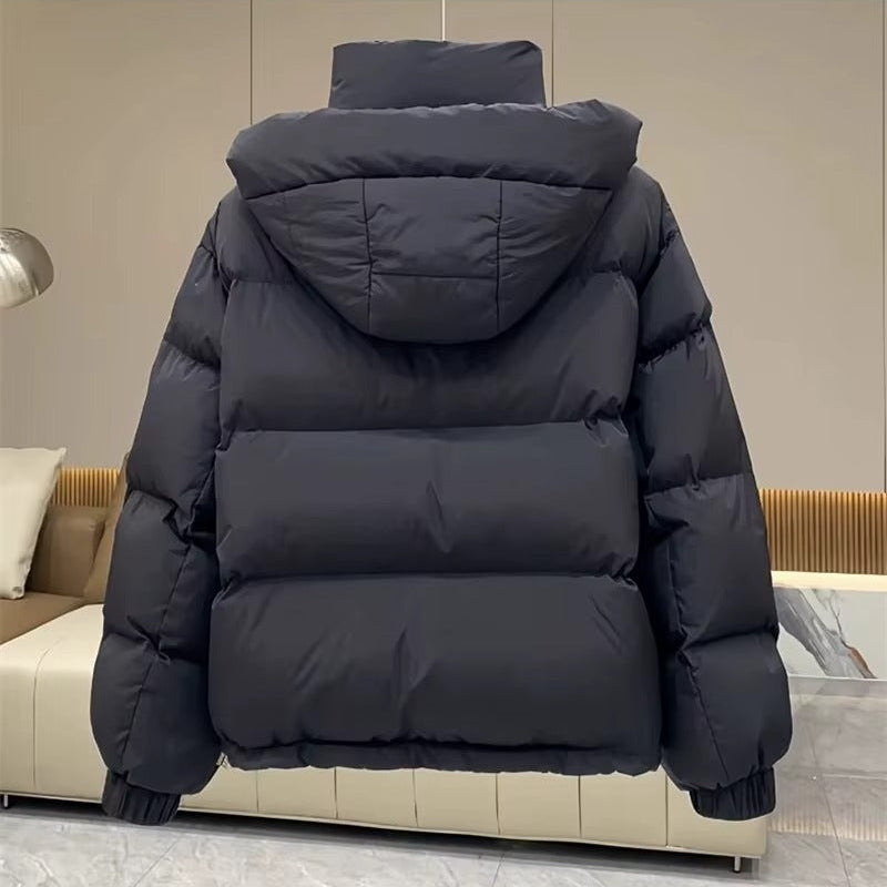 Henriette | Black Hooded Puffer Jacket Coat with Fur Hood