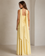 Solene | Black Strapless Scarf Neck Maxi Dress