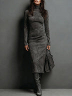 Isadora | Summer Midi Dress In Suede-Look Finish For Work & Events