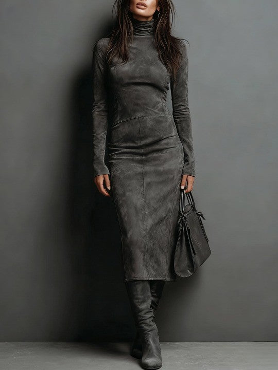 Isadora | Summer Midi Dress In Suede-Look Finish For Work & Events