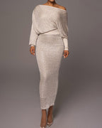 Quintessa | One-Shoulder Glitter Evening Dress