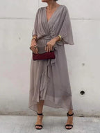 Tamsin | Silk V-Neck Maxi Dress for Weddings & Evening