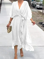 Tamsin | Silk V-Neck Maxi Dress for Weddings & Evening
