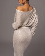 Quintessa | One-Shoulder Glitter Evening Dress