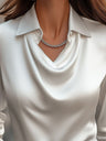 Floriane | Plus Size Ladies Blouse Draped Satin Work Smart Casual