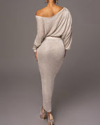 Quintessa | One-Shoulder Glitter Evening Dress