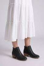 Henriette | Black Brown Leather Block Heel Ankle Boots
