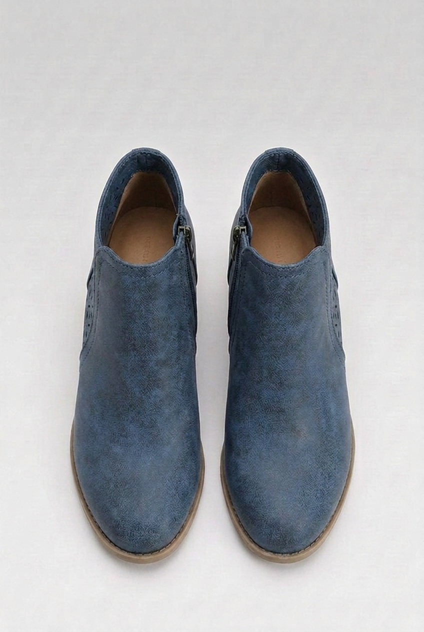 Henriette | Black Brown Leather Block Heel Ankle Boots