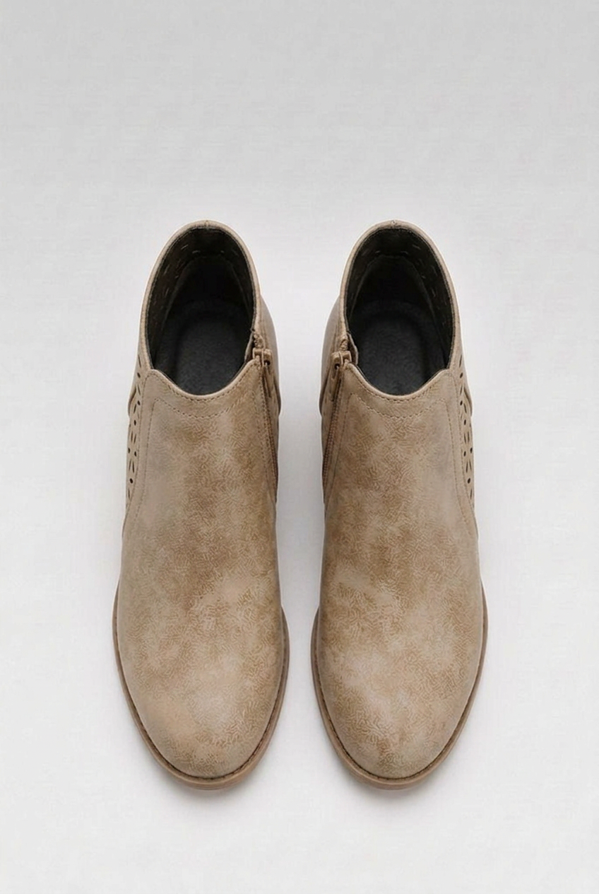 Henriette | Black Brown Leather Block Heel Ankle Boots