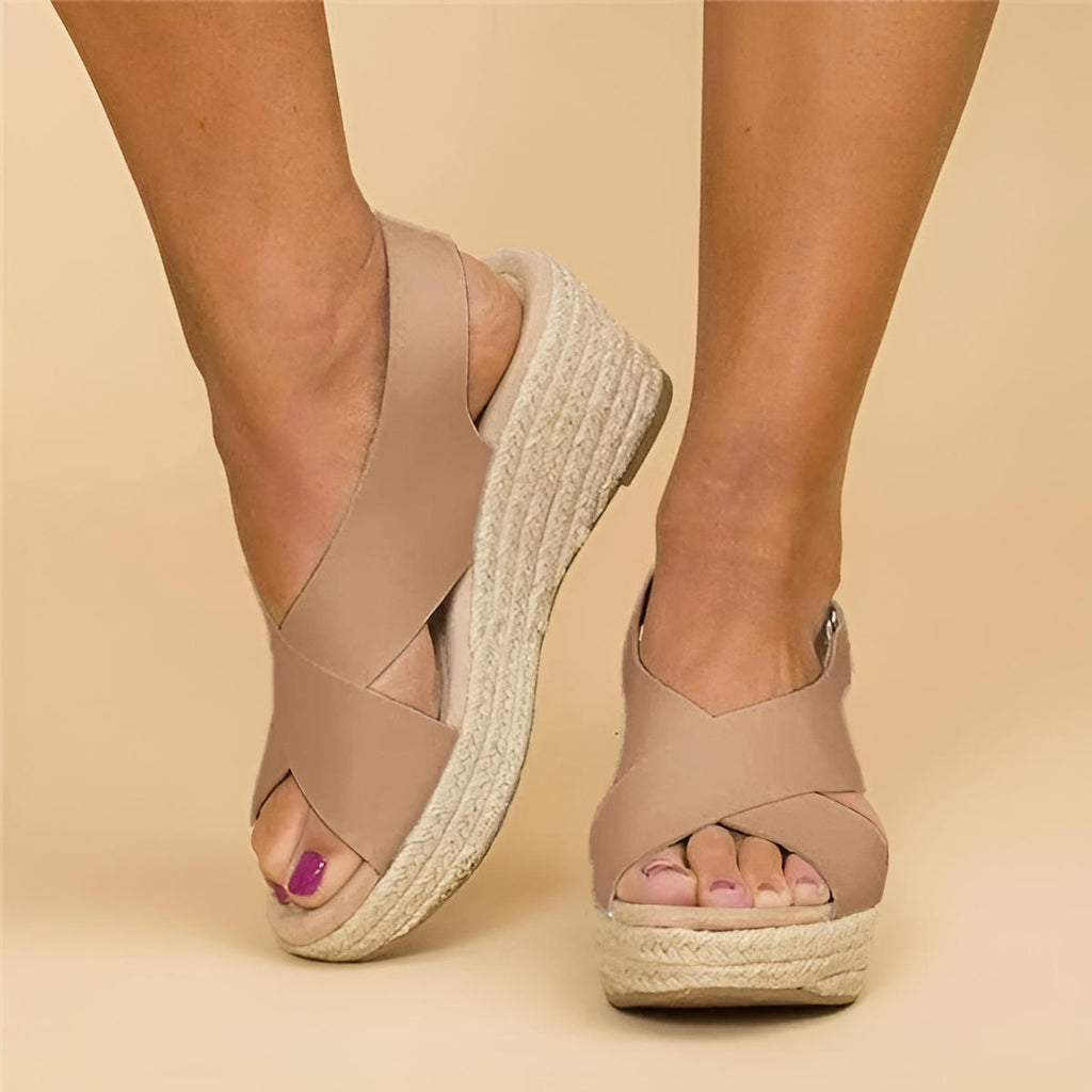 Felicity | Cross Strap Espadrilles Wedge Sandals
