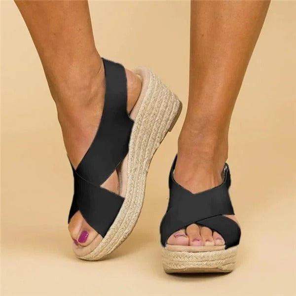 Felicity | Cross Strap Espadrilles Wedge Sandals