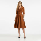 Evangeline | Women V-Shape Satin Coat Dress Evening Occasion