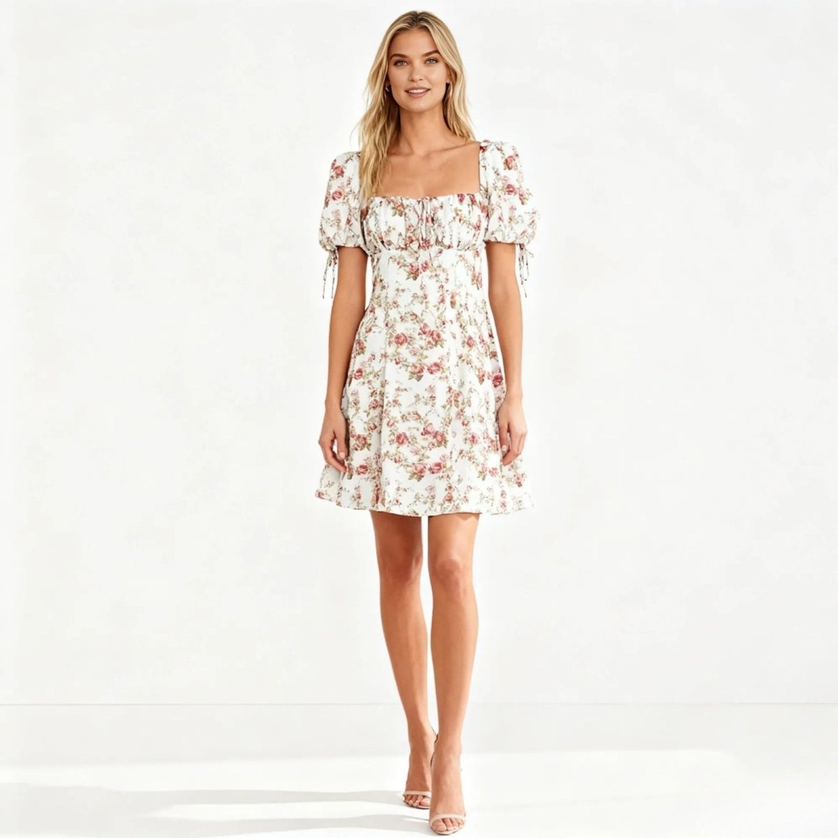 Katarina | Square Neck Babydoll Floral Mini Dress