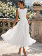 Cordelia | Sleeveless Pleated Midi Dress For Weddings & Events
