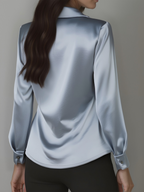 Floriane | Plus Size Ladies Blouse Draped Satin Work Smart Casual