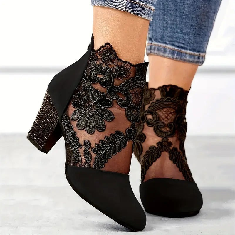 Rosaline | Heeled Ankle Boots With Lace Detail For Every Day