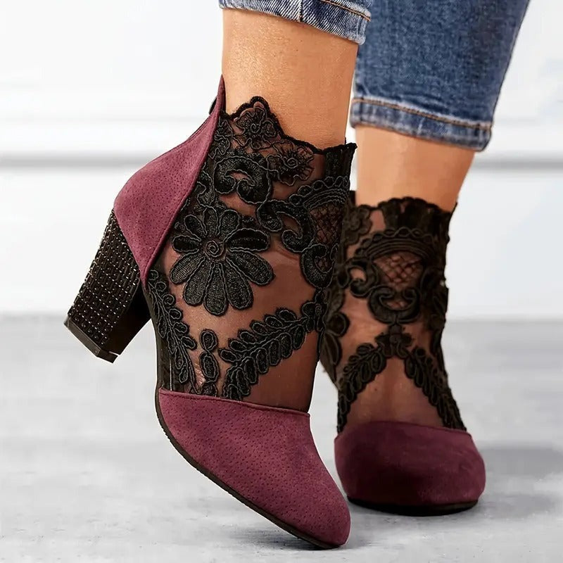 Rosaline | Heeled Ankle Boots With Lace Detail For Every Day