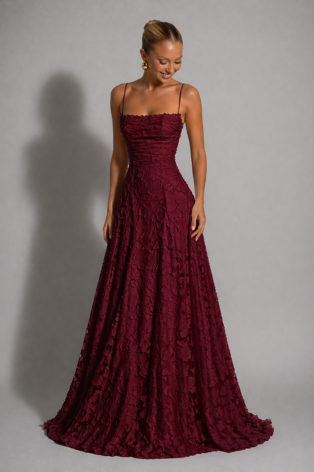 Edith | Lace Strappy Wedding Gowns Maxi Dress Evening Red White