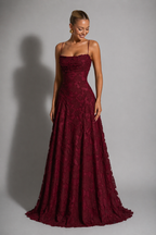 Edith | Lace Strappy Wedding Gowns Maxi Dress Evening Red White