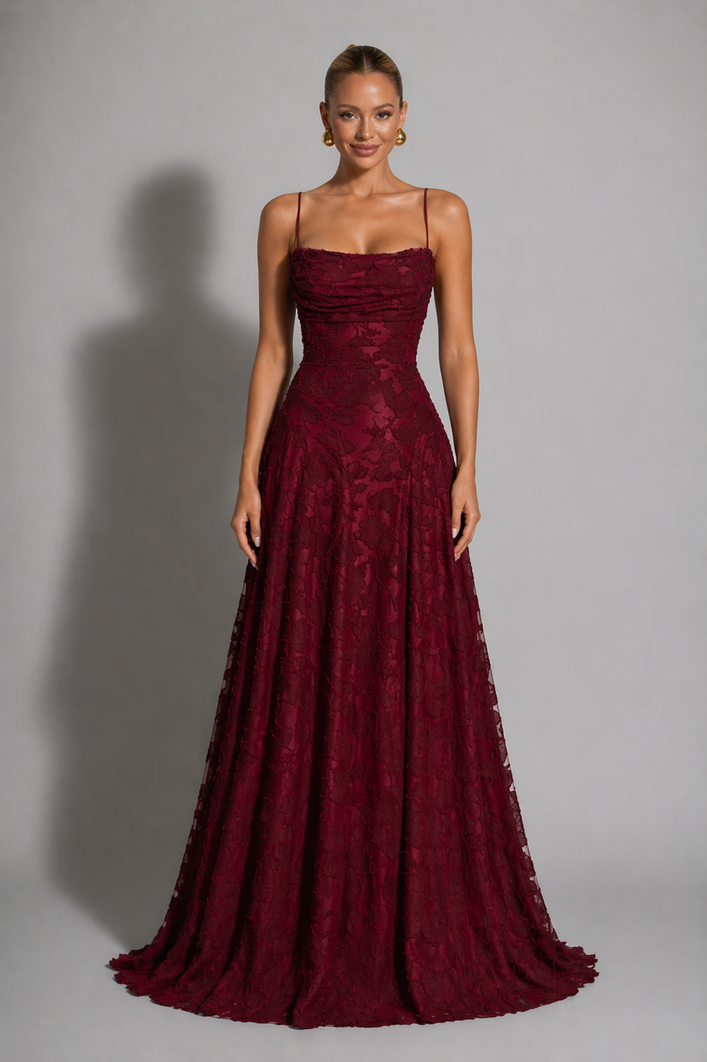 Edith | Lace Strappy Wedding Gowns Maxi Dress Evening Red White