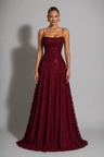 Edith | Lace Strappy Wedding Gowns Maxi Dress Evening Red White