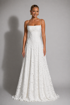 Edith | Lace Strappy Wedding Gowns Maxi Dress Evening Red White