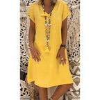 Oriane | Linen V-Neck House Dress Evening Mini