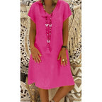 Oriane | Linen V-Neck House Dress Evening Mini