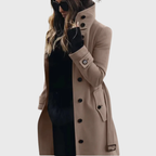 Seraphina | Black Longline Puffer Coat Long Winter — Beige