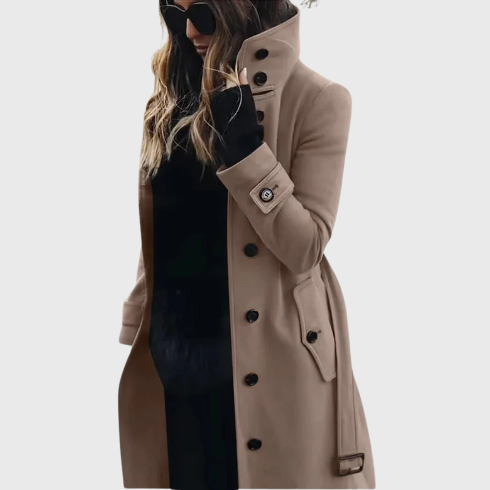Seraphina | Black Longline Puffer Coat Long Winter — Beige